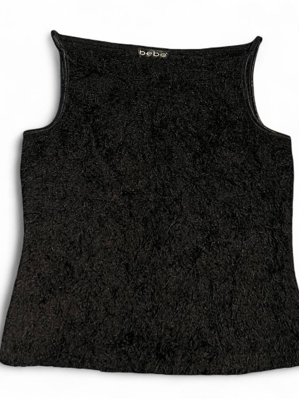 bebe Black Plush Textured Tank